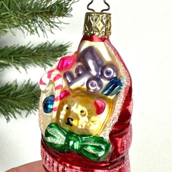 INGE GLAS Germany Stocking with Gifts Blown Glass Christmas Ornament - Picture 5 of 10